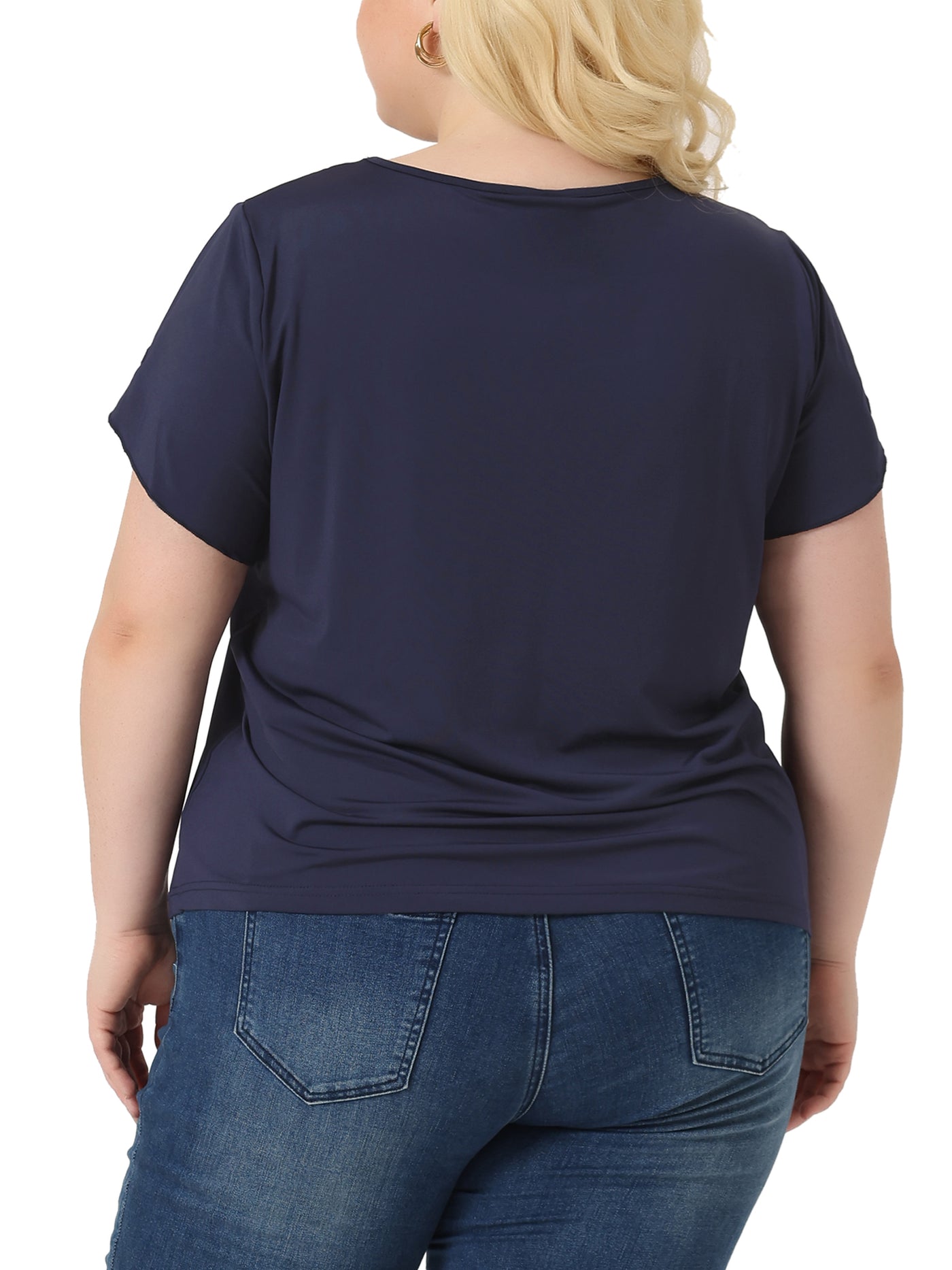 Bublédon Plus Size Summer T-Shirts For Women Casual Lace V Neck Short Sleeve Tunics Basic Tops Blouses