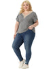 Plus Size Summer T-Shirts For Women Casual Lace V Neck Short Sleeve Tunics Basic Tops Blouses