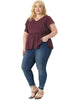 Plus Size Tops for Women V Neck Ruffle Sleeve Pleated Peplum Blouse