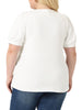 Plus Size Puff Short Sleeve Crew Neck Pleated Tunic Blouses
