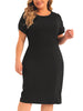 Plus Size Short Sleeve Above the Knee Sheath Office Wear to Work Dress