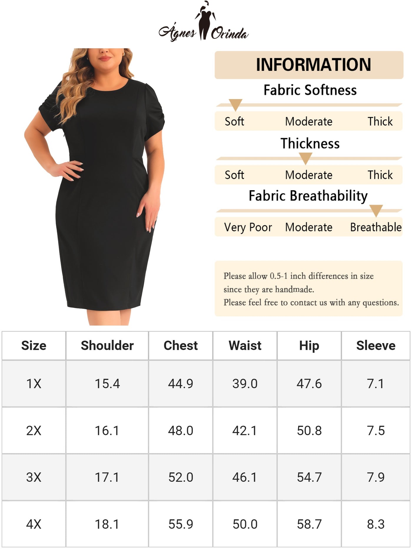 Bublédon Plus Size Short Sleeve Above the Knee Sheath Office Wear to Work Dress