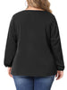 Plus Size Chiffon Blouses for Women V Neck Lace Panel Long Sleeve Elastic Cuff Casual Tops Shirts