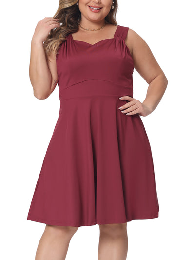 Plus Size Sleeveless Sweetheart Neck A-line Cocktail Bridesmaid Party Short Dress