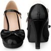 Bow Platform Ankle Strap Stiletto Heels Pumps for Women