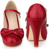 Bow Platform Ankle Strap Stiletto Heels Pumps for Women