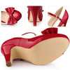 Bow Platform Ankle Strap Stiletto Heels Pumps for Women