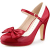 Bow Platform Ankle Strap Stiletto Heels Pumps for Women