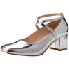 Square Toe Crisscross Strap Block Heel Pumps for Women