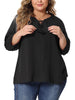 Plus Size TTie Neck Tassel Self Flutter Half Sleeve Blouses