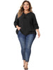 Plus Size TTie Neck Tassel Self Flutter Half Sleeve Blouses