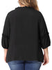 Plus Size TTie Neck Tassel Self Flutter Half Sleeve Blouses