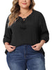 Plus Size TTie Neck Tassel Self Flutter Half Sleeve Blouses