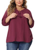 Plus Size TTie Neck Tassel Self Flutter Half Sleeve Blouses