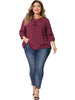Plus Size TTie Neck Tassel Self Flutter Half Sleeve Blouses