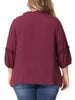 Plus Size TTie Neck Tassel Self Flutter Half Sleeve Blouses