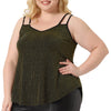 Plus Size Camisole for Women V Neck Sparkle Silvery Sleeveless Spaghetti Strap Cami Tank Tops