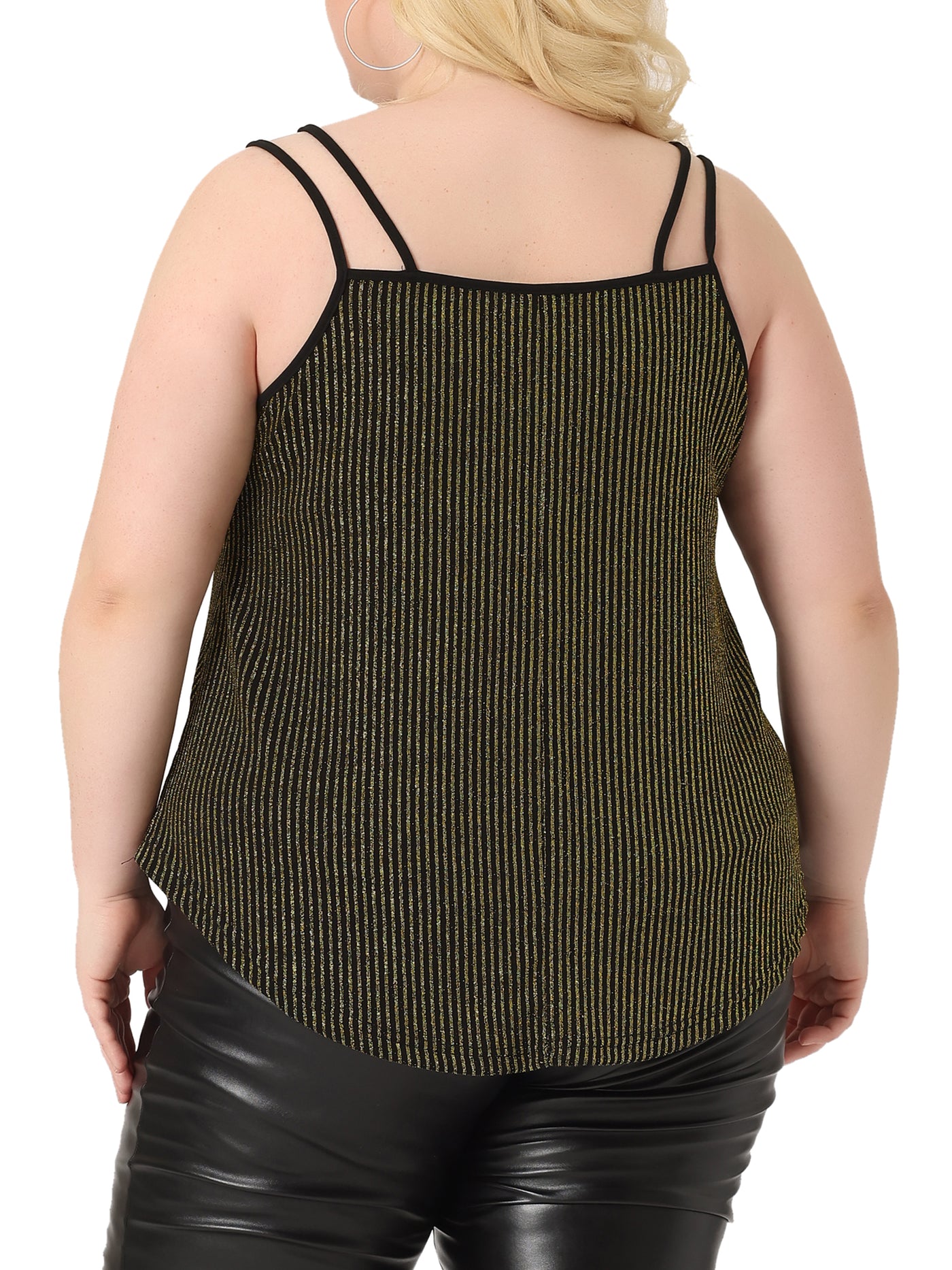 Bublédon Plus Size Camisole for Women V Neck Sparkle Silvery Sleeveless Spaghetti Strap Cami Tank Tops