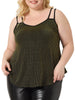 Plus Size Camisole for Women V Neck Sparkle Silvery Sleeveless Spaghetti Strap Cami Tank Tops