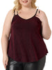 Plus Size Camisole for Women V Neck Sparkle Silvery Sleeveless Spaghetti Strap Cami Tank Tops