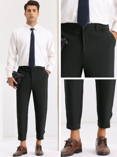 Dress Pants Lightweight Expandable Waist Work Office Tapered Trousers
