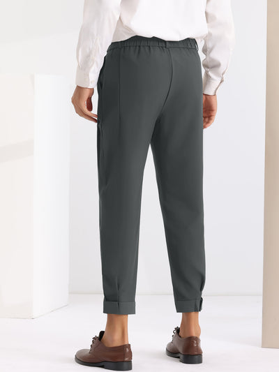 Dress Pants Lightweight Expandable Waist Work Office Tapered Trousers