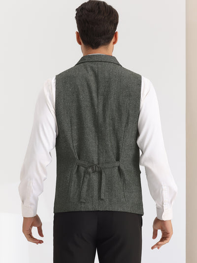 Men's Business Suit Vest Single Breasted Herringbone Western Formal Waistcoat