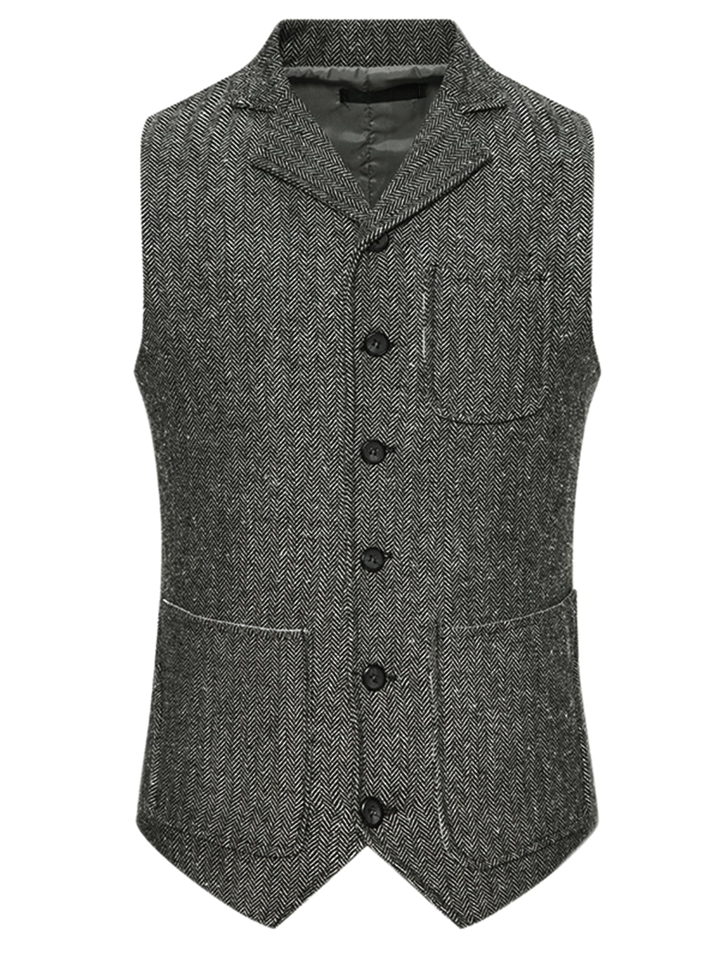 Bublédon Men's Business Suit Vest Single Breasted Herringbone Western Formal Waistcoat
