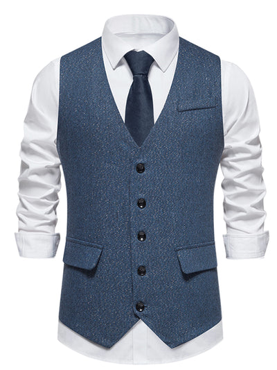 Dress Waistcoats for Men's Slim Fit Tuxedo Classic Business Suit Vest