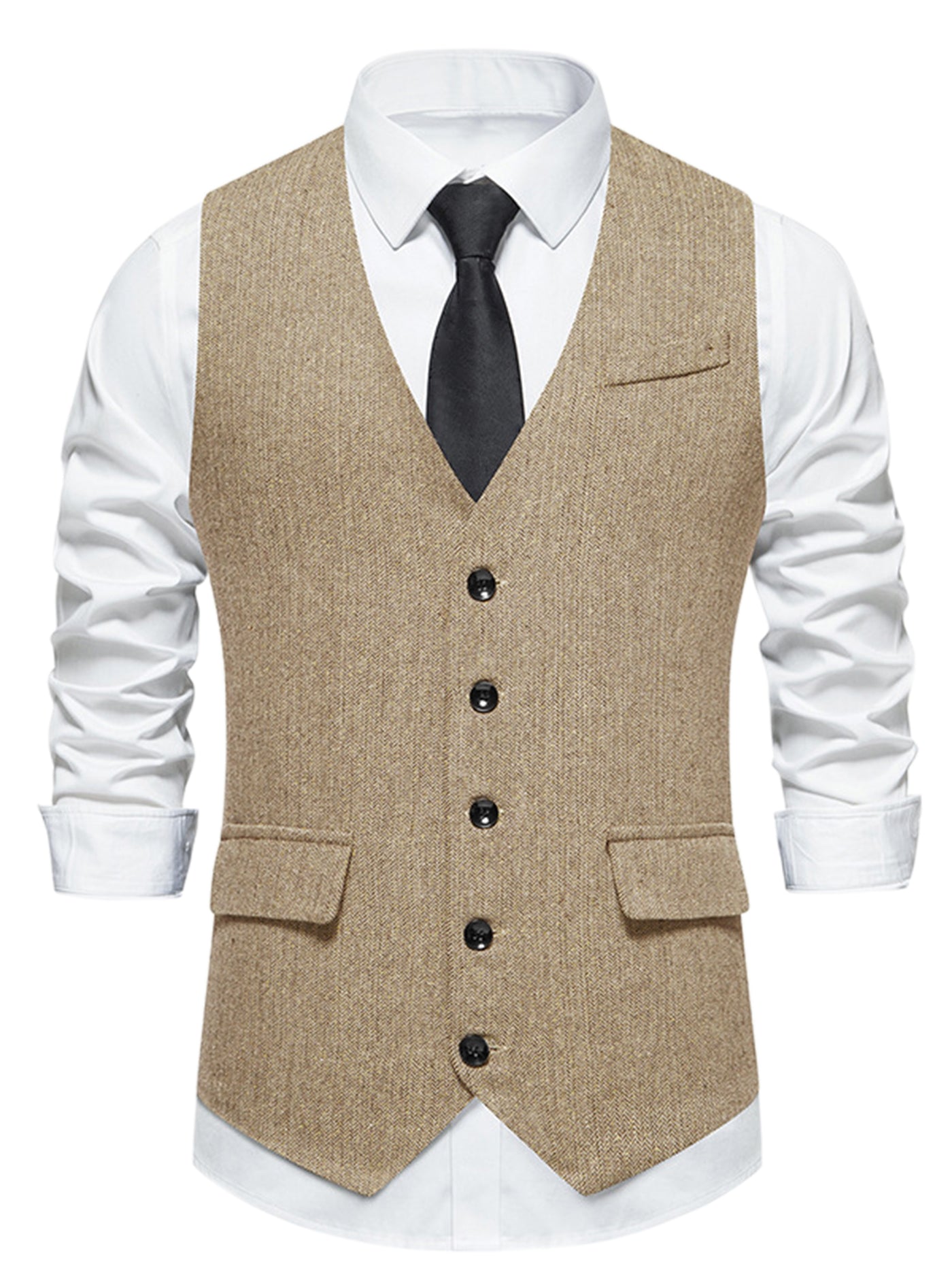 Bublédon Dress Waistcoats for Men's Slim Fit Tuxedo Classic Business Suit Vest