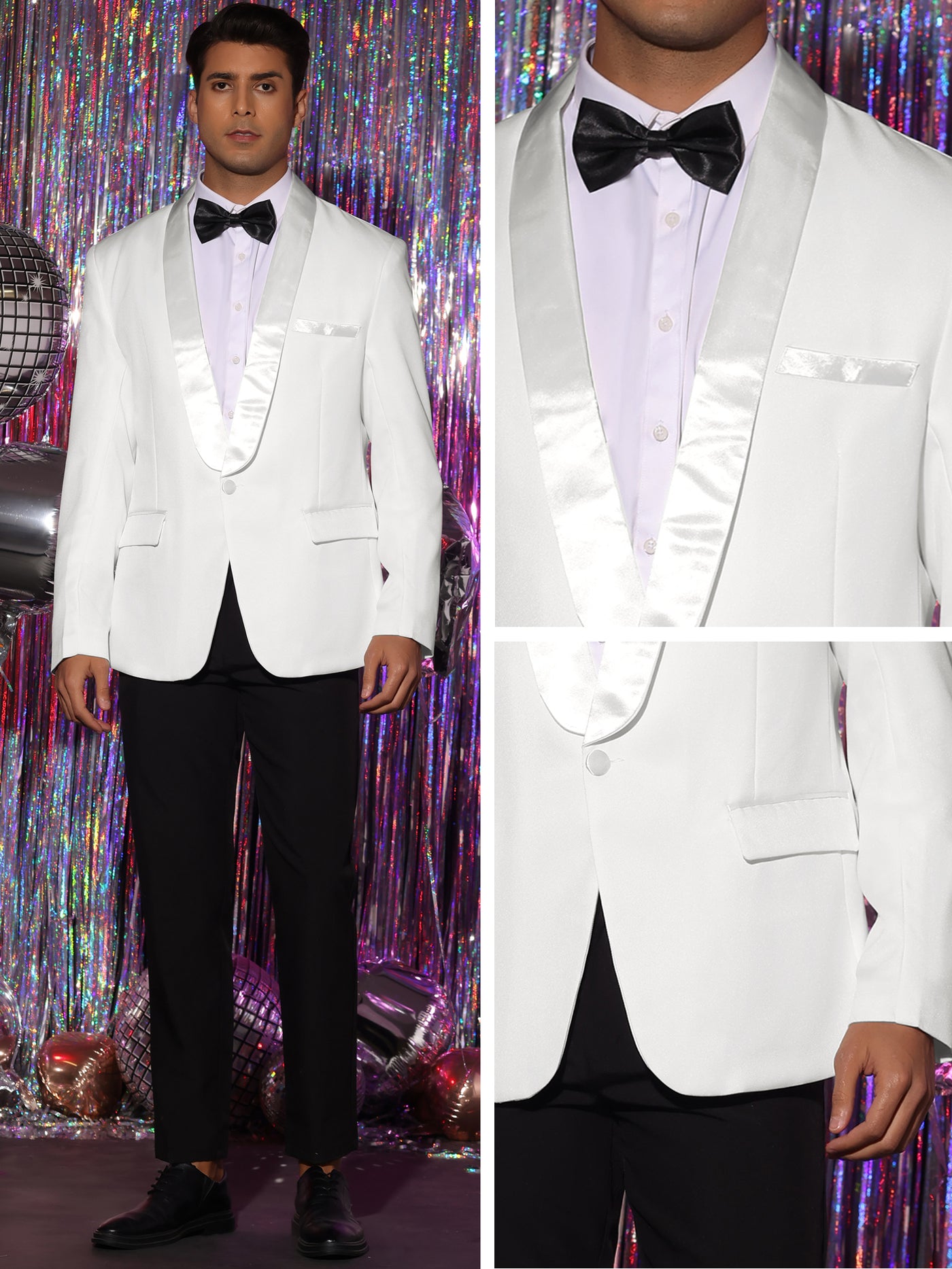 Bublédon Wedding Blazers One Button Shawl Collar Formal Prom Sports Coats