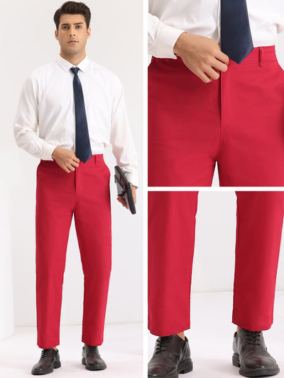 Dress Pants for Men's Regular Fit Flat Front Solid Business Wedding Trousers