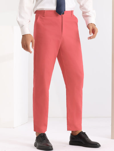 Dress Pants for Men's Regular Fit Flat Front Solid Business Wedding Trousers