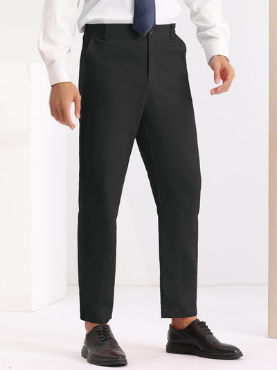 Bublédon Dress Pants for Men's Regular Fit Flat Front Solid Business Wedding Trousers