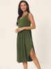 Summer Sleeveless V Neck Casual Midi Beach Dress with Pockets