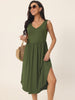 Summer Sleeveless V Neck Casual Midi Beach Dress with Pockets