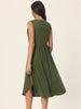 Summer Sleeveless V Neck Casual Midi Beach Dress with Pockets