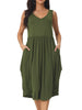 Summer Sleeveless V Neck Casual Midi Beach Dress with Pockets