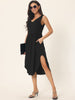 Summer Sleeveless V Neck Casual Midi Beach Dress with Pockets