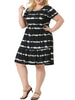 Plus Size Tie Dye Short Sleeve Empire Waist Casual Midi Dress