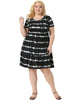 Plus Size Tie Dye Short Sleeve Empire Waist Casual Midi Dress