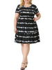 Plus Size Tie Dye Short Sleeve Empire Waist Casual Midi Dress