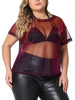 Glitter H Line Round Neck Short Sleeve Top