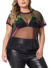 Glitter H Line Round Neck Short Sleeve Top