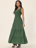Sleeveless Summer Scoop Neck Ruffle Tiered Casual Maxi Dress with Pockets