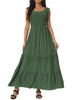 Sleeveless Summer Scoop Neck Ruffle Tiered Casual Maxi Dress with Pockets
