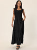 Sleeveless Summer Scoop Neck Ruffle Tiered Casual Maxi Dress with Pockets