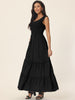 Sleeveless Summer Scoop Neck Ruffle Tiered Casual Maxi Dress with Pockets