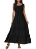 Sleeveless Summer Scoop Neck Ruffle Tiered Casual Maxi Dress with Pockets