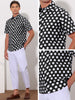 Polka Dots Pattern Point Collar Short Sleeves Printed Dress Shirts